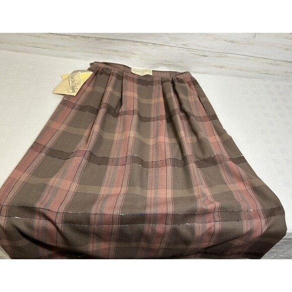 VINTAGE NWT! New Diane Von Furstenberg 12 Womens Long Pleated Plaid A-LINE Skirt - Picture 11 of 16
